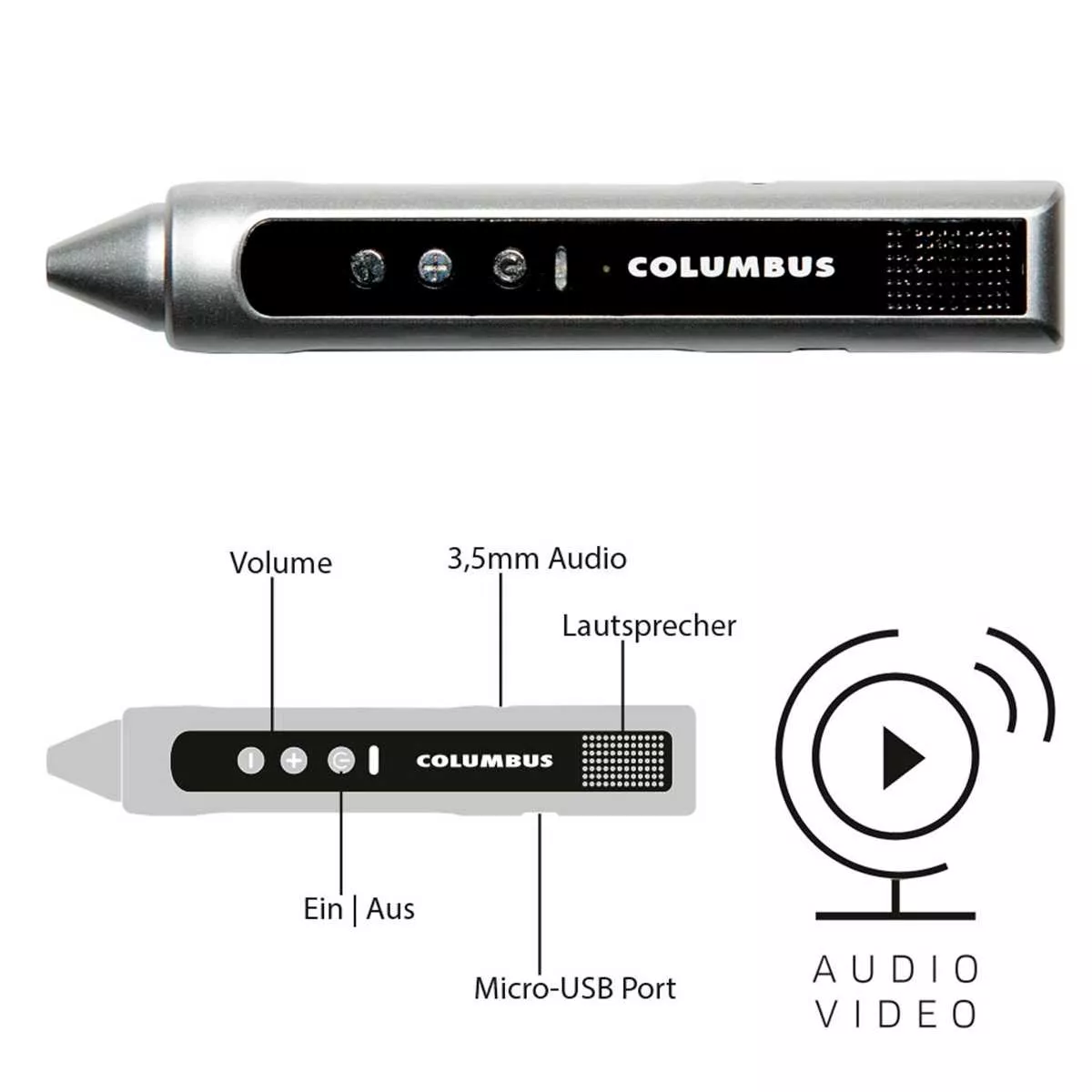 Ручка інтерактивна до глобуса Columbus Audio/Video Pen (STIFT E) - Фото nav 3