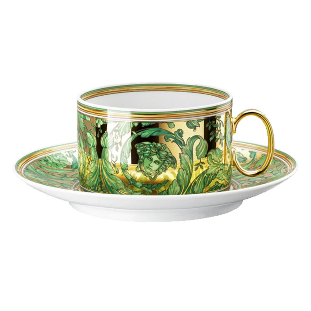 Чашка із блюдцем Rosenthal Versace Medusa Garland Green, об'єм 0,2 л, діаметр 15 см (19335-409959-14640) - Фото nav 1