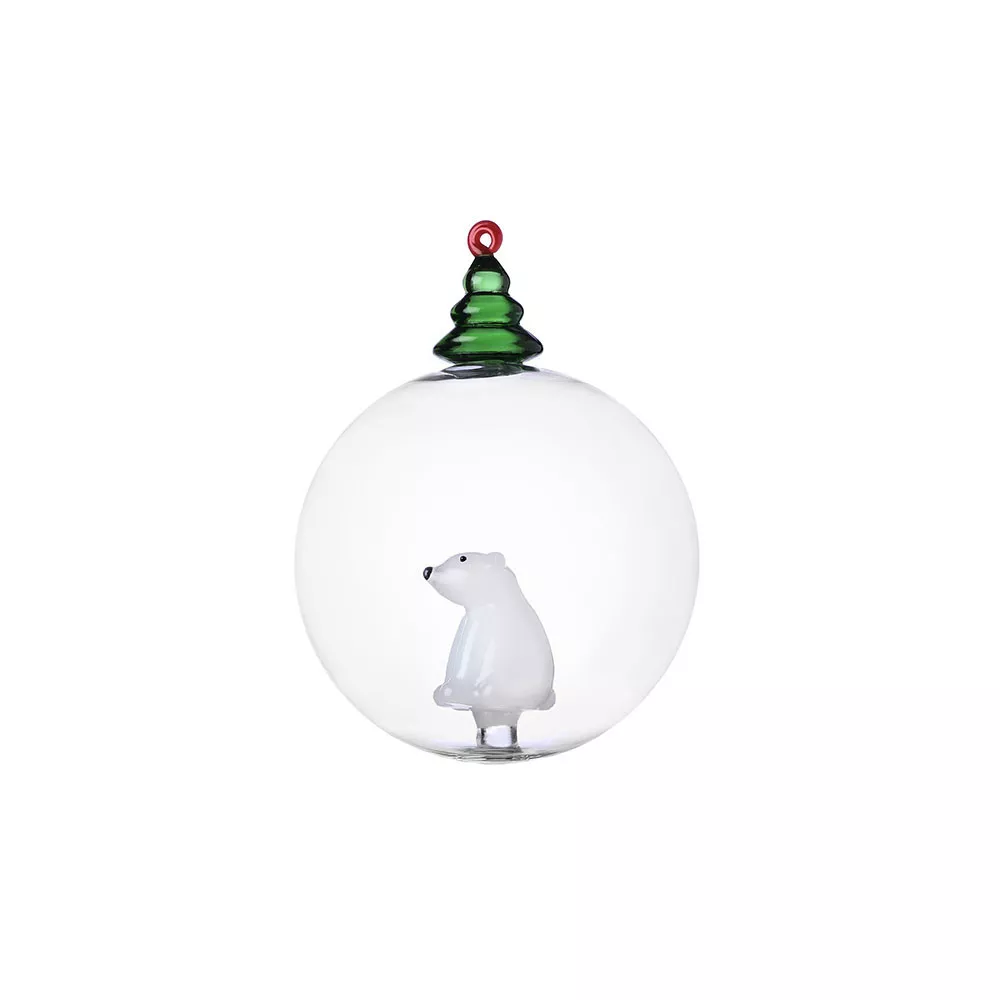 Ялинкова іграшка "білий ведмідь та ялинка" Ichendorf White Bear and Wish Tree, діаметр 8 см (0935209117) - Фото nav 1