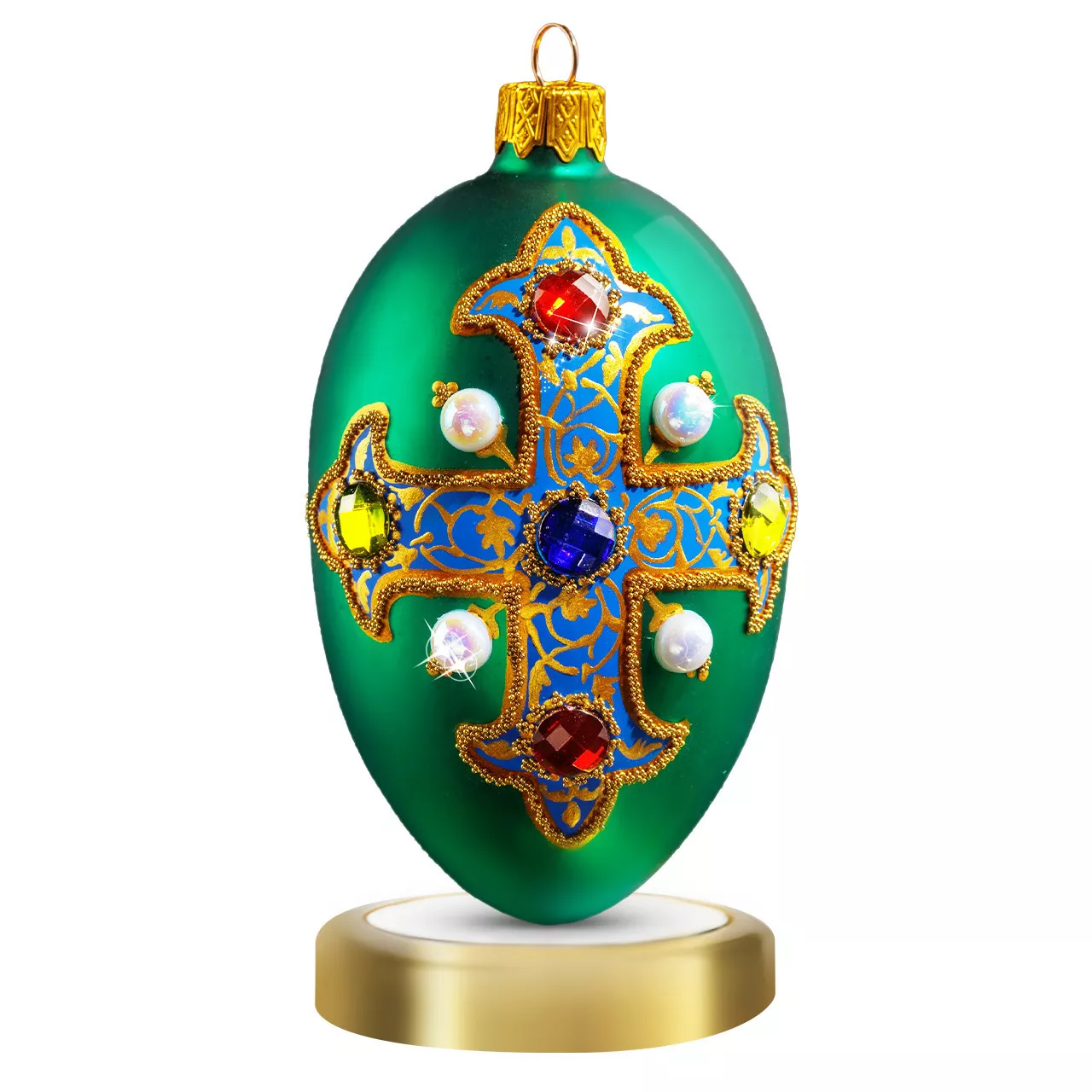 Игрушка новогодняя Crystal Christmas Royal Emblem Green, размер 12х6 см (CRE004) - Фото nav 1