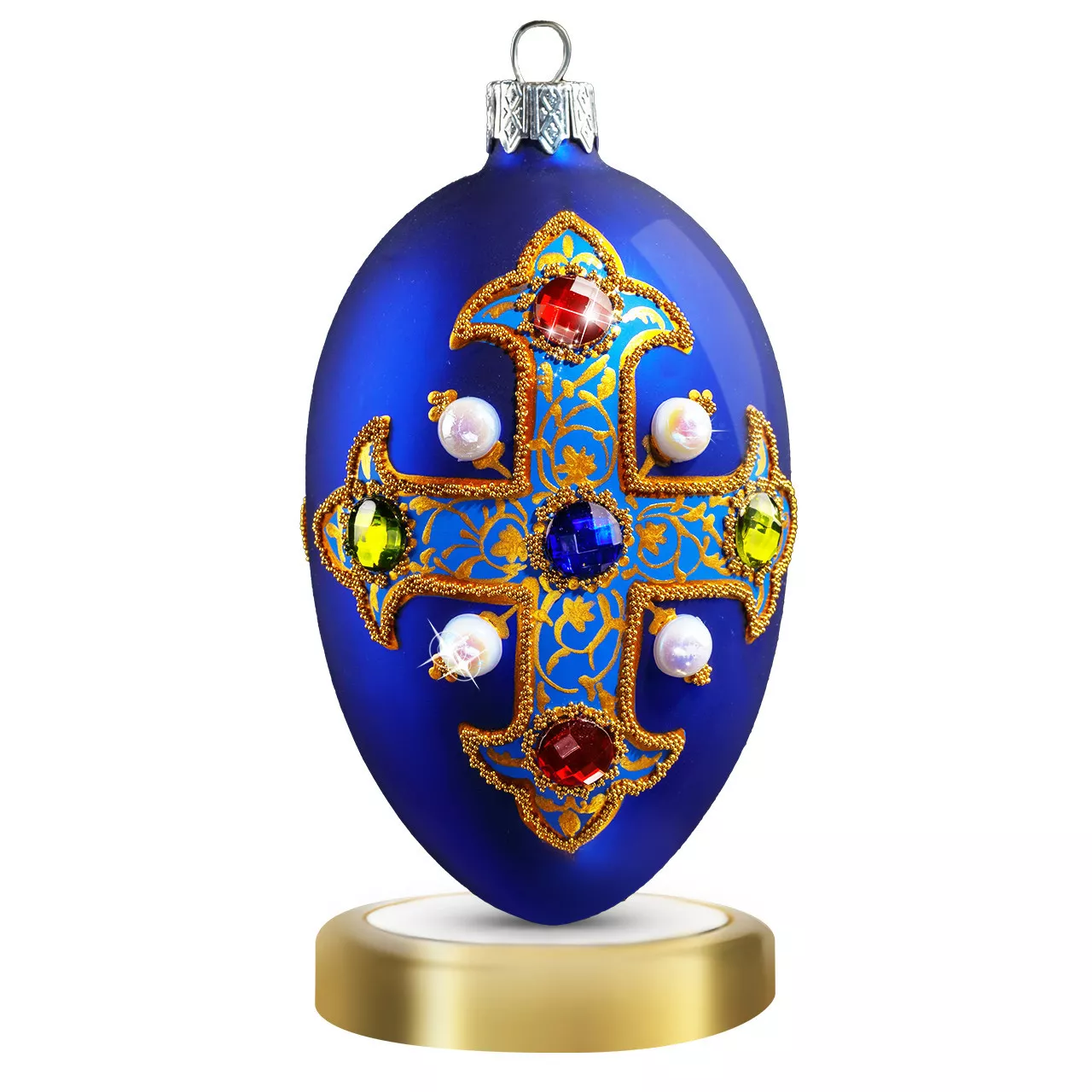 Игрушка новогодняя Crystal Christmas Royal Emblem Blue, размер 12х6 см (CRE002) - Фото nav 1