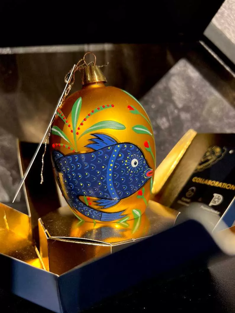 Игрушка новогодняя Crystal Christmas Prymachenko's Fantastic Beats Gold, размер 14х8 см (MP006) - Фото nav 4
