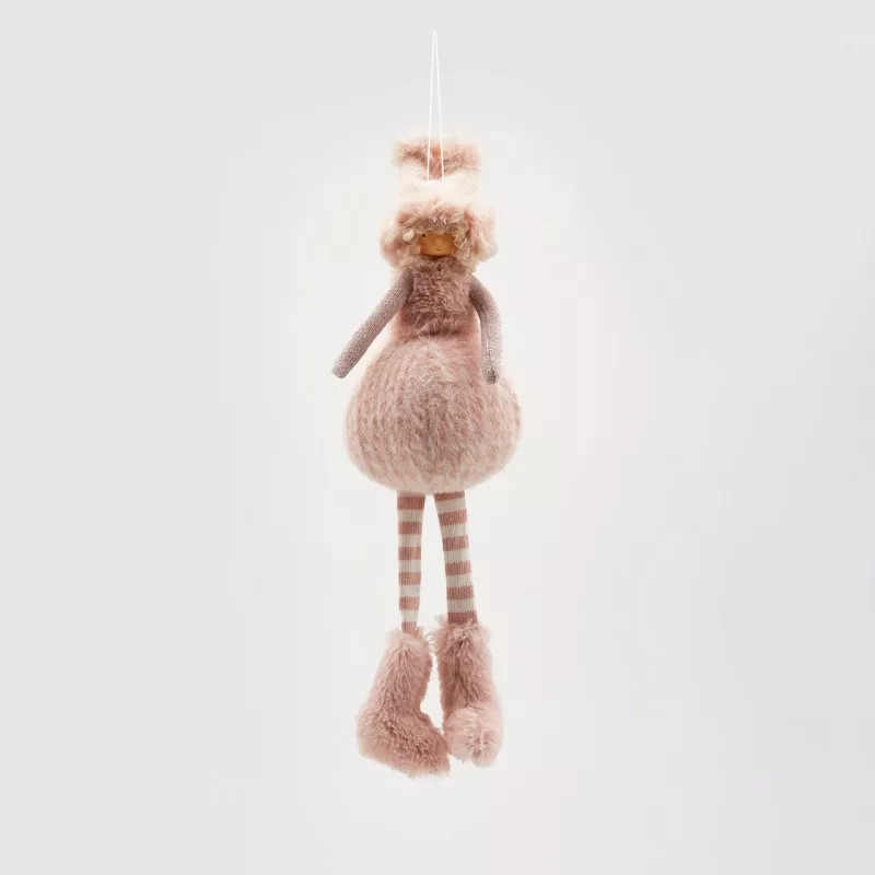 Іграшка новорічна "дівчинка в шапці" рожева 40 см EDG (682403,5) - Фото nav 1