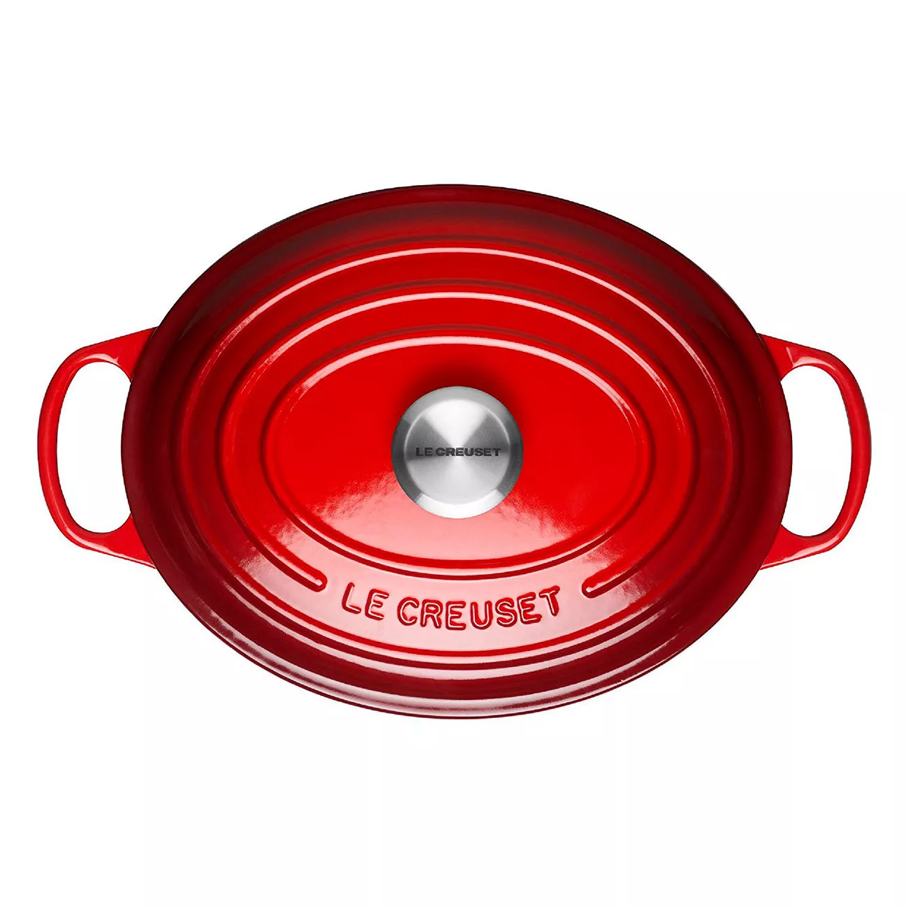 Кастрюля овальная чугунная с крышкой Le Creuset Cast Iron Cherry Red, обьем 4,7 л, диаметр 29 см (21178290602430) - Фото nav 2