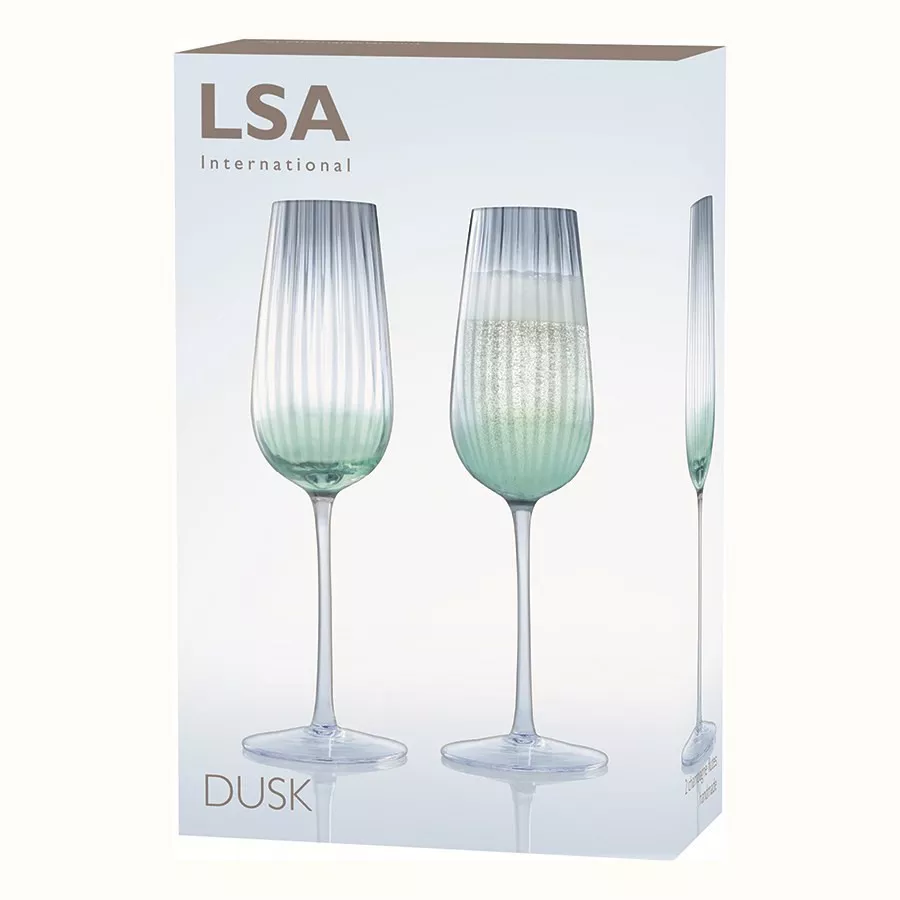 Набор бокалов для шампанского LSA Dusk Green/Grey, объем 0,25 л, 2 шт (G1332-09-151) - Фото nav 5