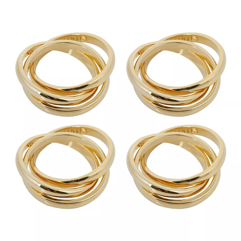 Набор колец для салфеток L-Objet Three-Ring Gold, 4 шт (NJ1002) - Фото nav 2