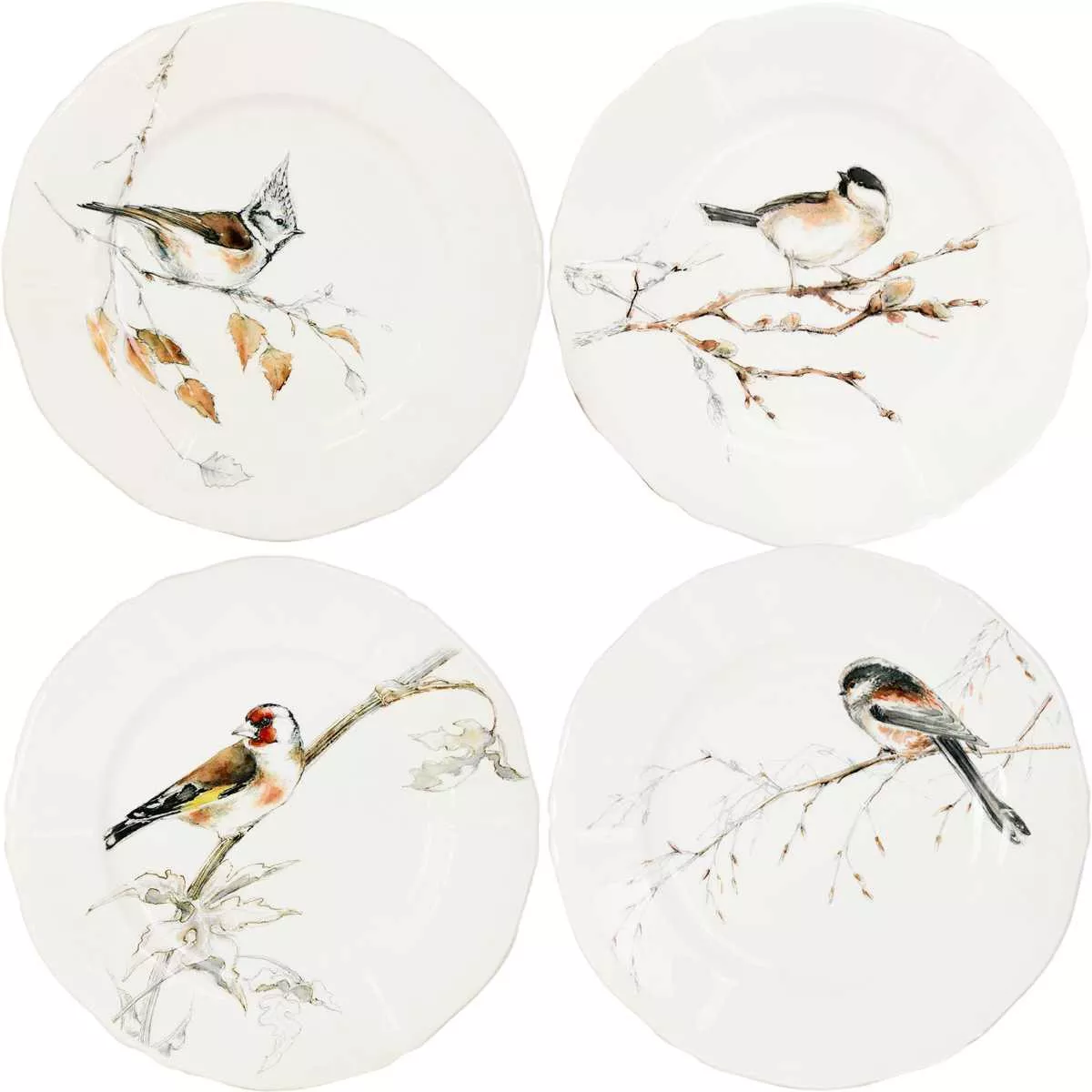 Набор тарелок Gien Les Oiseaux De La Foret, диаметр 16,5 см, 4 шт (1854B4AL26) - Фото nav 1