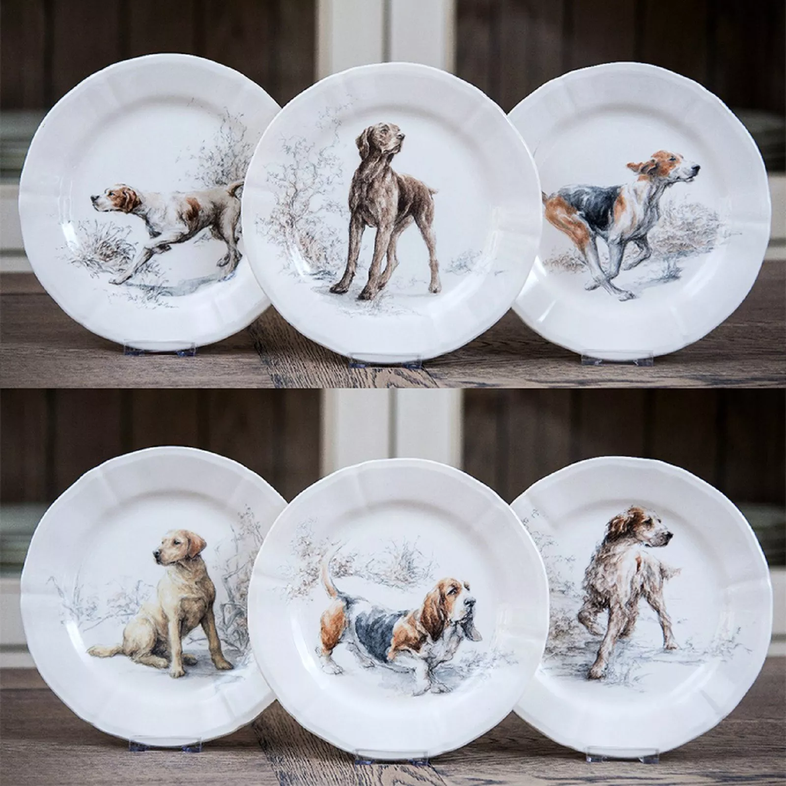 Набор тарелок десертных Gien Sologne Dog, диаметр 23,2 см, 6 шт (1631B6CD26) - Фото nav 2