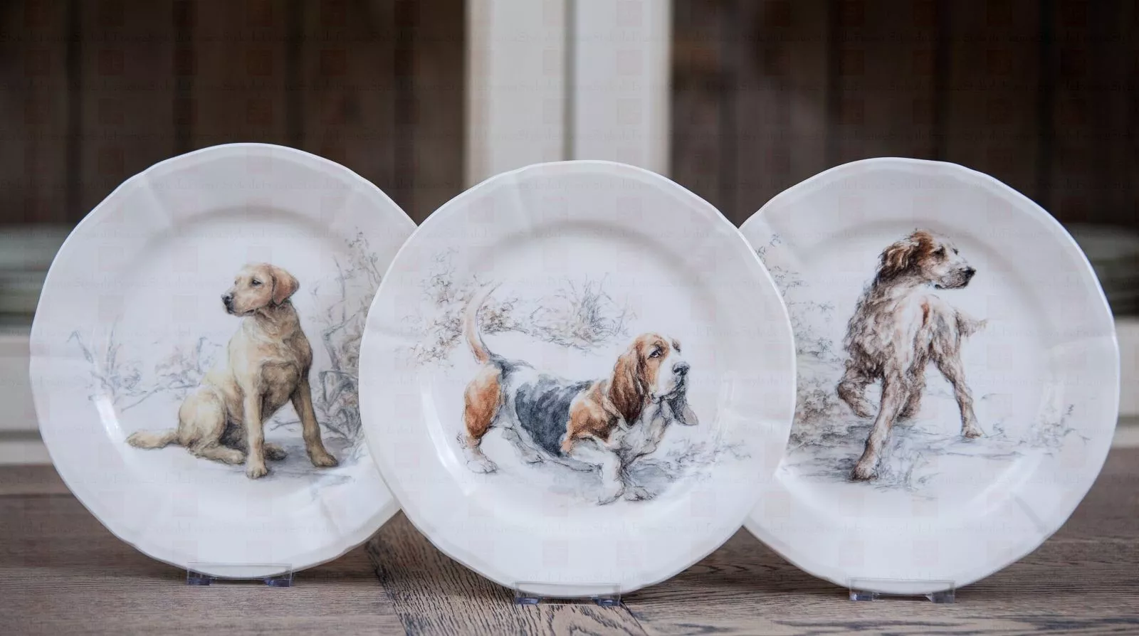 Набор тарелок десертных Gien Sologne Dog, диаметр 23,2 см, 6 шт (1631B6CD26) - Фото nav 4