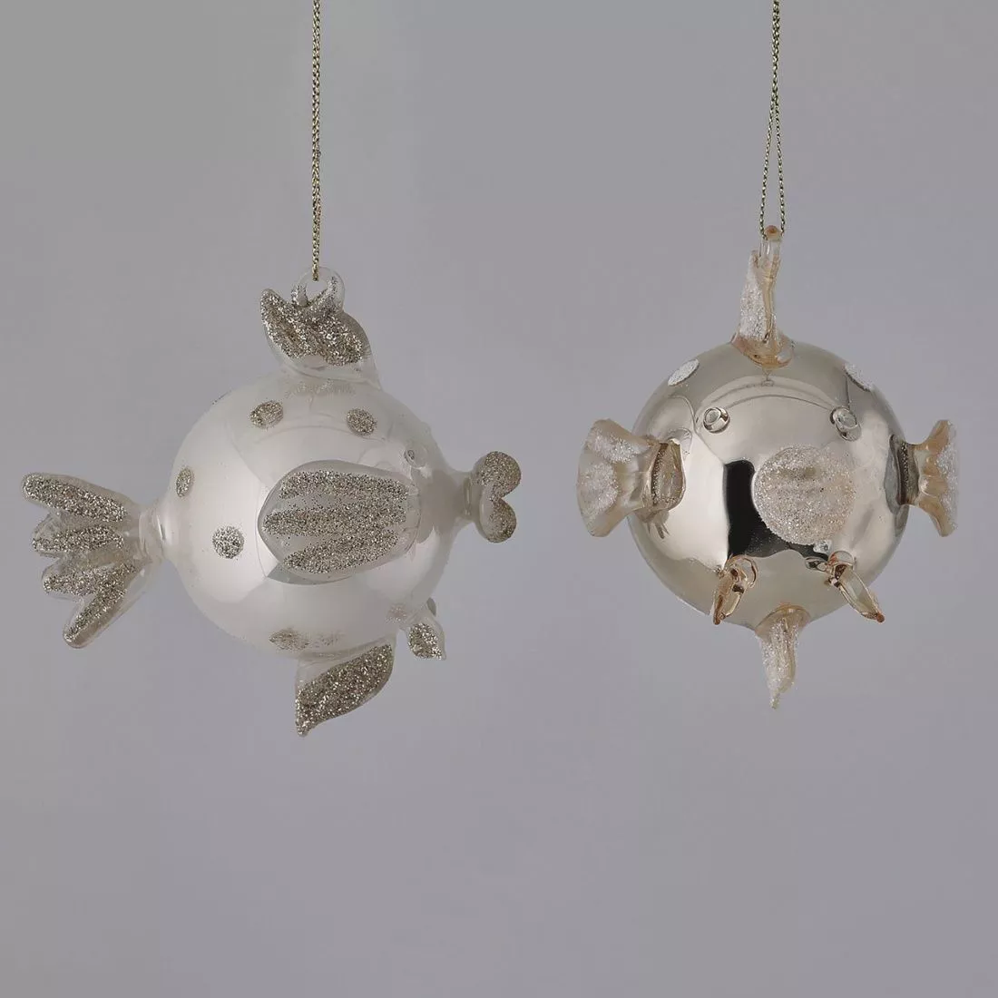 Куля новорічна "рибка" біле золото EDG (680815,18) - Фото nav 1