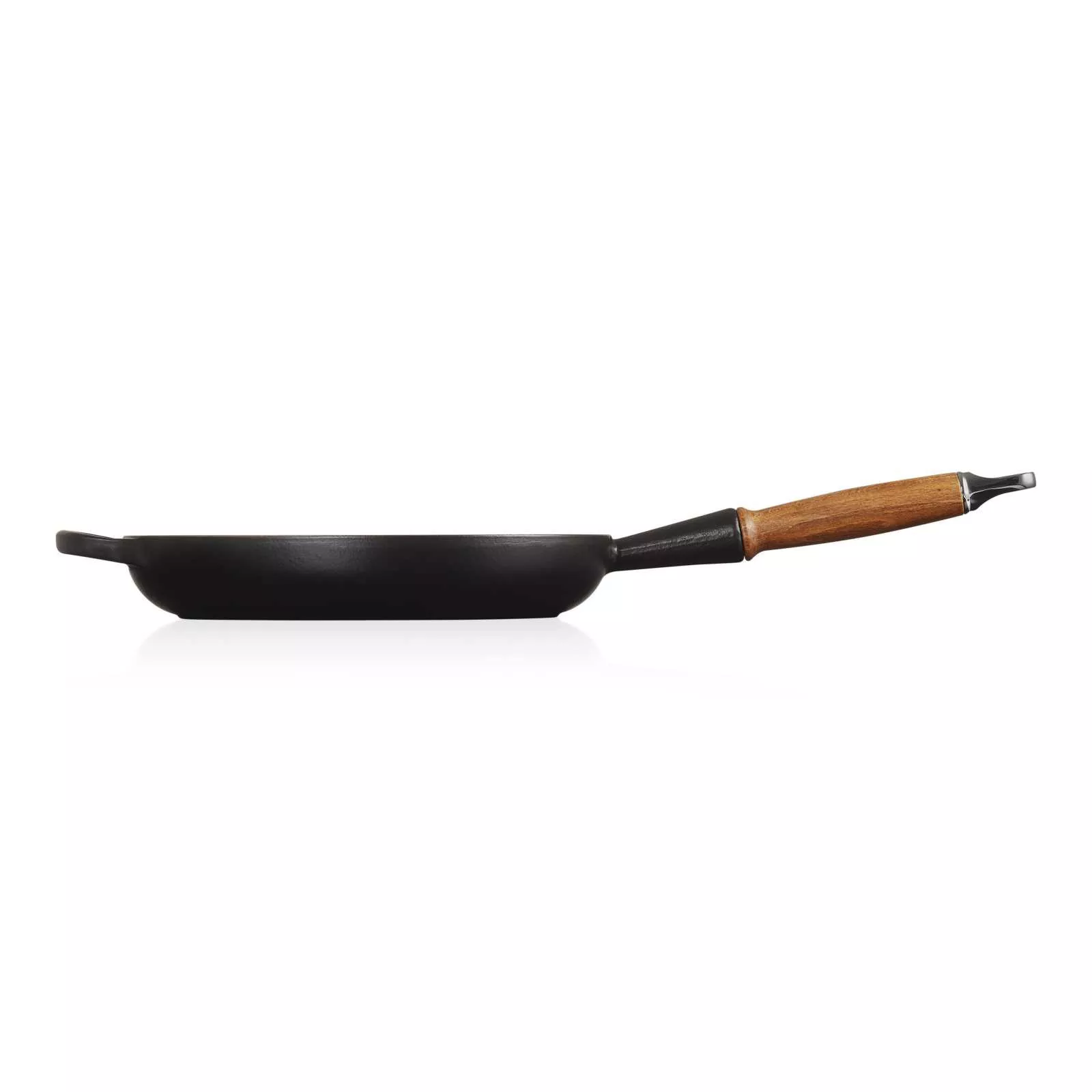 Сковорода 26 см чугунная с деревянной ручкой Le Creuset Cast Iron Satin Black, размер 28 см (20258260000422) - Фото nav 4