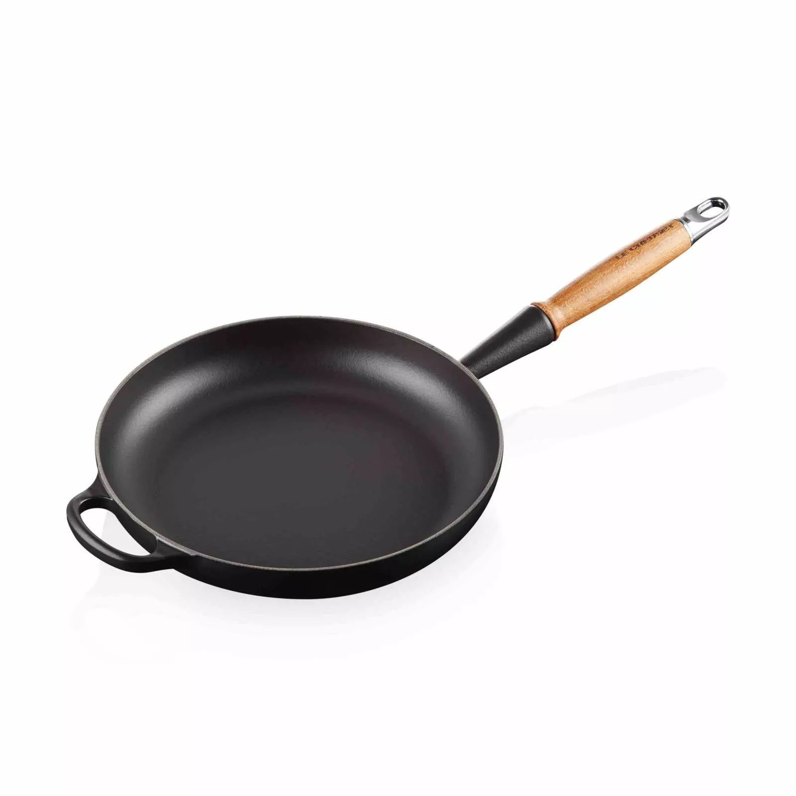Сковорода 26 см чугунная с деревянной ручкой Le Creuset Cast Iron Satin Black, размер 28 см (20258260000422) - Фото nav 2