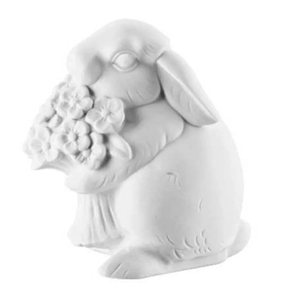 Статуетка великодня «Кролик з квітами» Hutschenreuther Hasenkollektion Weiss Biskuit, висота 10 см (02474-100102-87033) - Фото nav 1