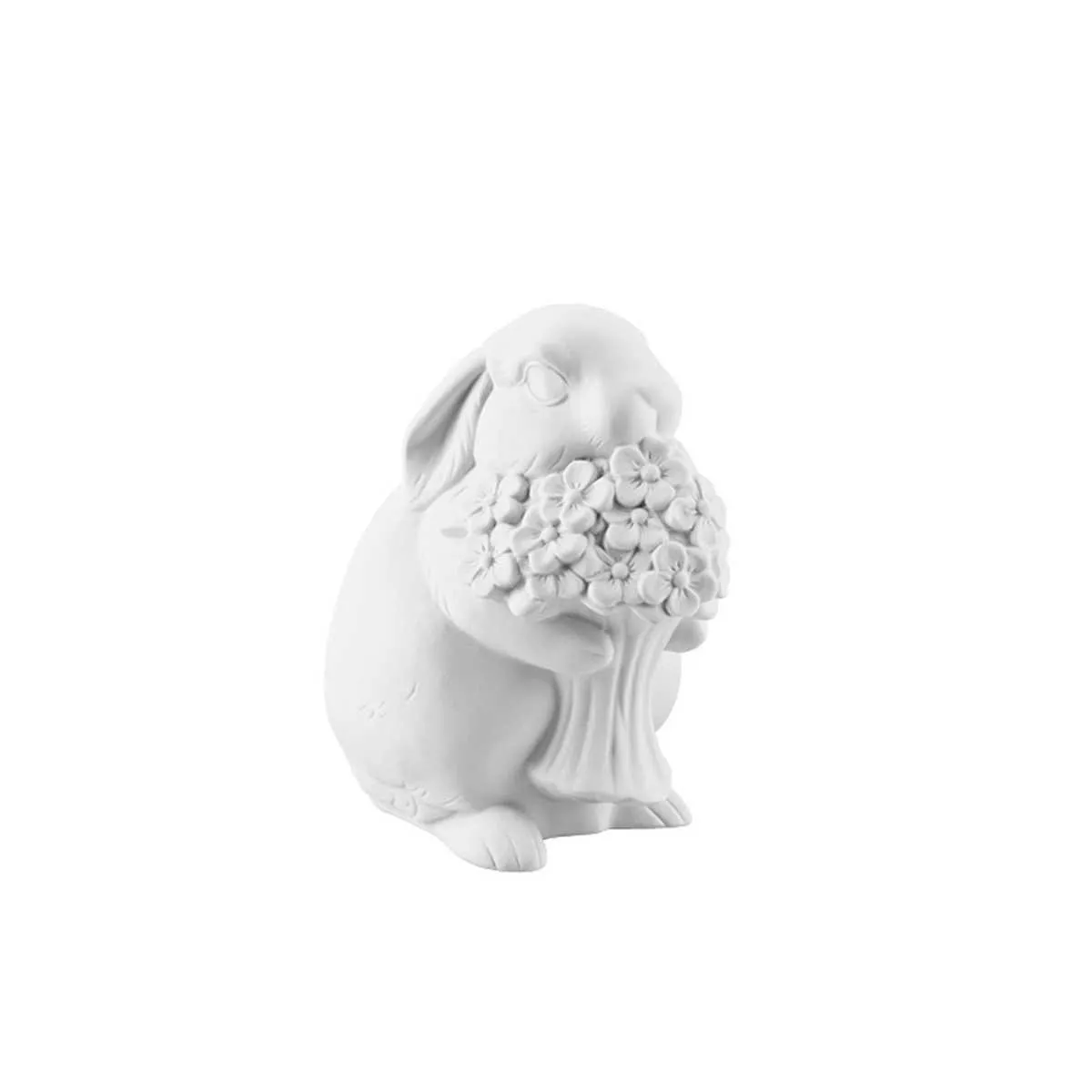 Статуетка великодня «Кролик з квітами» біла Hutschenreuther Hasenkollektion Weiss Biskuit, висота 14 см (02474-100102-87035) - Фото nav 2