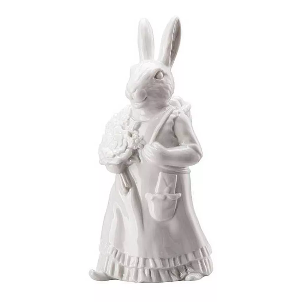 Статуэтка пасхальная «Леди кролик с корзиной» белая Hutschenreuther Hasenfiguren Weiss, высота 13,5 см (02350-800001-88840) - Фото nav 1