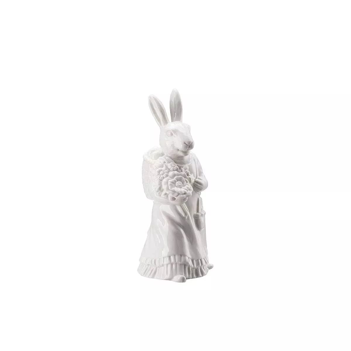 Статуэтка пасхальная «Леди кролик с корзиной» белая Hutschenreuther Hasenfiguren Weiss, высота 13,5 см (02350-800001-88840) - Фото nav 3