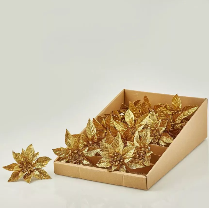 Прикраса новорічна квітка золота EDG (678777,01) - Фото nav 1